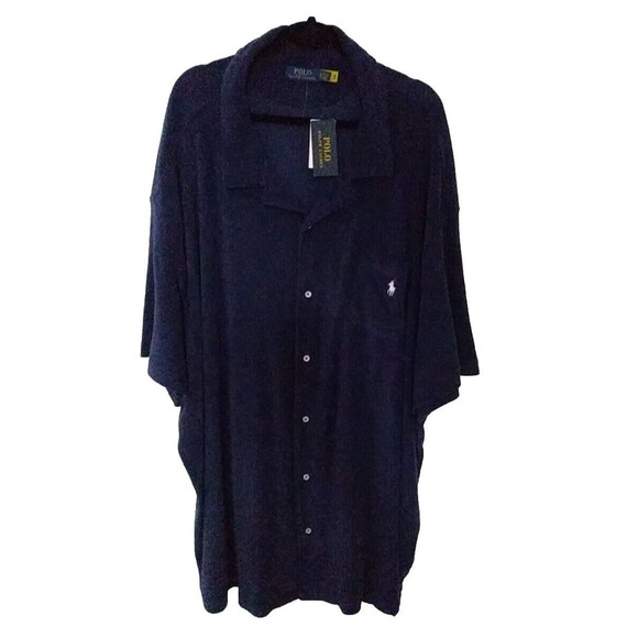 Polo Ralph Lauren Other - Polo RALPH LAUREN Men's Terry Cloth Button Down Short Sleeve Camp Shirt Navy NWT